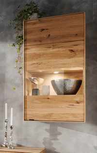 Hängeschrank Eiche Massivholz-Glaseinsatz