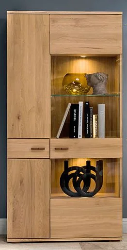 Vitrinenschrank Massivholz Eiche 