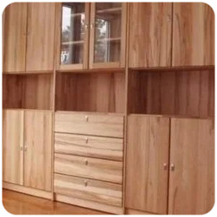 Wohnwand-Kernbuche-Eiche-Systemregal