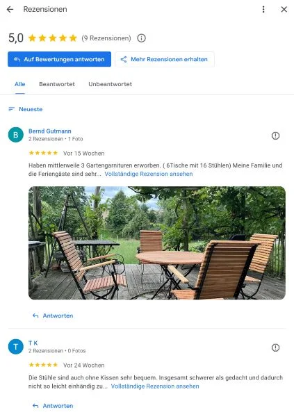 Rezensionen ITER-Gartenmöbel