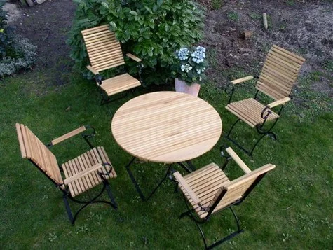 runder Gartentisch im Set, Robinienholz runder Gartentisch im Set, Robinienholz