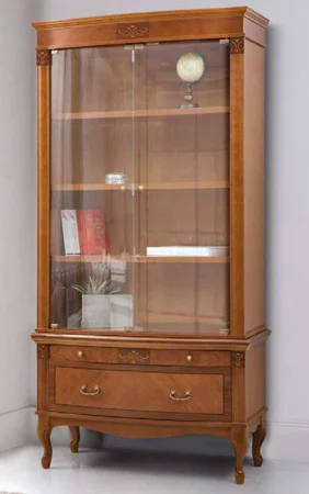 Bücherregal mit Glastüren Kirsche oder Nussbaum lieferbar, Massivholz