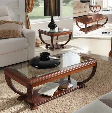 klassischer Couchtisch Nussbaum-rechteckig