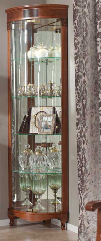 Glasvitrine für die Ecke,in Kirsche oder Nussbaum lieferbar, Massivholz