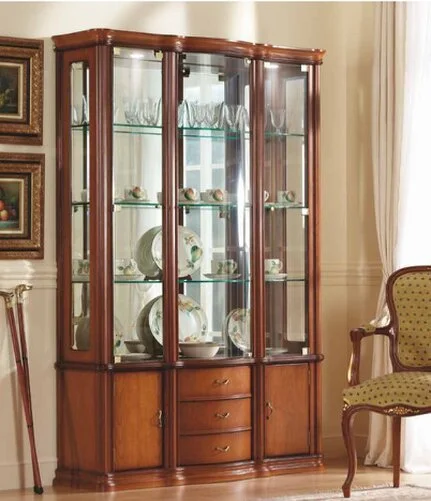 italienische Möbel-Buffetschrank mit Glasteil-Kirsche-Nussbaum