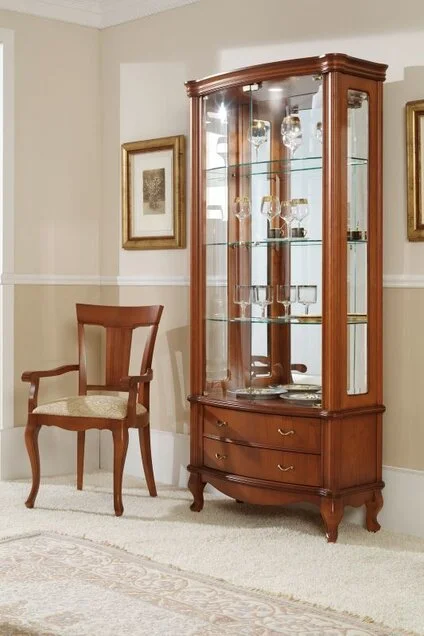 Vitrinenschrank für Wohnzimmer Kirsche oder Nussbaum