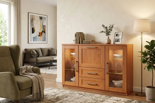 Sideboard Glastüren Kirsche massiv Cube 180 cm