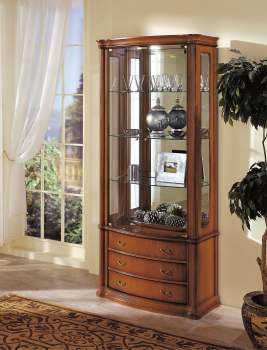 breiter italienischer Vitrinenschrank Kirsche massiv<br />3 Schubladen<br />LED Licht
